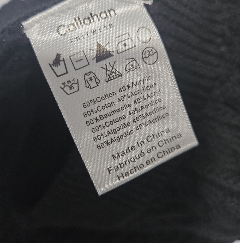 Callahan Knitwear Cable Knit Wide Leg Black Pants Large Cabincore Leisurewear - Picture 10 of 11